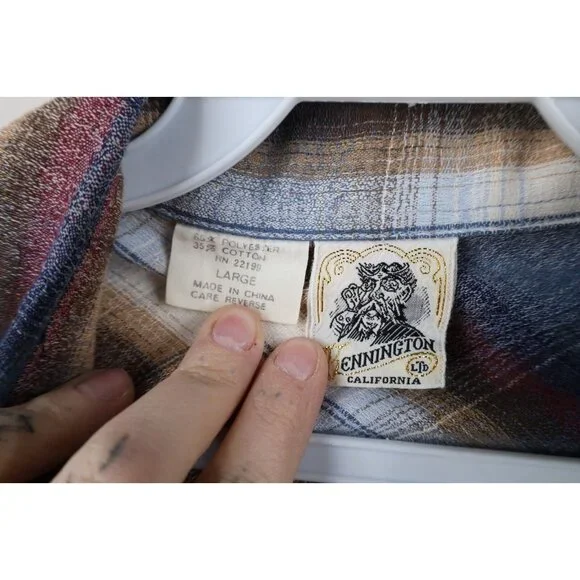 Vintage 70s Streetwear Mens Large Rainbow Striped Western Snap Button Shirt - Picture 10 of 13